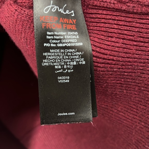 Joules Eskdale Crewneck Sweater Deep Red Men’s Large - Picture 6 of 7